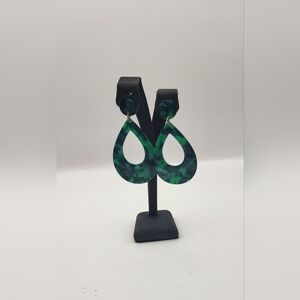 Dark Green Blue Geometric Round Big Circle Acrylic drop dandle Earrings